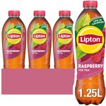 Lipton​ Raspberry​ Bottled Ice Tea 1.25 L (Pack of 6), low calorie​ soft drink, 100% black tea extract​