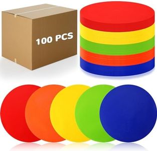 Roowest 100 Pcs 9 Inch Spot Markers Poly Vinyl Flat Field Cones Non Slip Agility Floor Dots Round Playing Field Marking Equipment for Dance Gym Games Speed Soccer Basketball Sport Activities Training