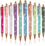 Bling Metal Pens, 10Pcs Bling Metal Ballpoint Pens, 1.0 mm Click Retractable Ballpoint Pens, Black Ink Retractable Pen for Men, Women, Students