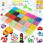 AUAUY Water Fuse Beads Set, 4800PCS 24 Colors Non Toxic Magic Beads Set for Kids, DIY Refill Compatible Water Sticky Beads Frozen for Hand Making Puzzle Educational Toys for Kids Beginner Gift