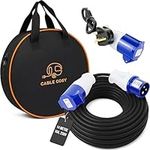 Luigi's 14 Metre Mains Extension Cable with Fly Lead Converter & Waterproof Carry Case - Long Electrical Hook Up Adapter for Caravans, Campervans & Motorhomes - 16A, 230V, 3 Pin, 1.5mm