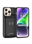 NEWDERY Battery Case for iPhone 14 Pro/14/13/13 Pro 10000mAh, Wireless Charging & Wired Earphone & Sync-Data Supported, Portable Extended Charger Case for iPhone 14/13 Pro, 6.1 inch