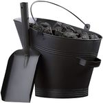 Ash Bucket Fireplace Waterloo Style Black Coal Scuttle Bucket Hod With Shovel (Waterloo Style Coal Bucket & Shovel)