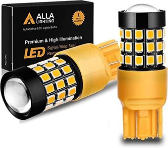 Alla Lighting Newly Upgraded T20 7440 7443 LED Turn Signal Light Bulbs 7444NA 7442NAK, Amber Yellow W3x16q Base, Super Bright 2835-SMD 360° LED Blinker Direction Lamps for Cars, Trucks