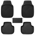 KINGSWAY Accessories Durable Universal Car Mats - Premium 5 Piece PVC Car Floor Mats, Tray Shape, Waterproof, Anti Slip Mat, All Weather Protection, Easy to Clean & Long Lasting Car Foot Mats, Black
