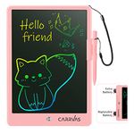 LCD Writing Tablet CARRVAS 10 Inch Colorful Drawing Pad for Kids Erasable Reusable Electronic Doodle Board Educational Learning Toy Gifts for 3 4 5 6 7 Years Old Toddler Boys Girls Home School (Pink)