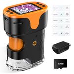 Digital Microscope for Kids Pocket Miniscope: 2.0" 4K Screen with 32G Card EVA Case, Rechargeable Handheld Coin Jewelry Portable Magnifying Glass Edu Science STEM Toy 4-12 Boy Girls