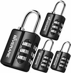 GIVERARE 4 Pack Combination Lock, 3-Digit Padlock Keyless, Resettable Luggage Locks for Backpack, Gym & School & Employee Locker, Weatherproof Travel Lock for Fence, Backyard Gate, Hasp, Case-Black