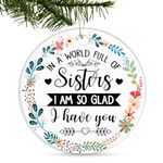 xipixiao Sisters I‘m So Glad I Have You Friendship Christmas Ornaments Tree Hanging Ornament Personalized Survivor Holiday Decorations Christmas Tree Hanging Pendant Ceramic Handmade Ornament Gift