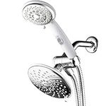 HotelSpa® 30-Setting Ultra-Luxury 3 Way Rainfall Shower-Head/Handheld Shower Combo with Patented ON/OFF Pause Switch (Dual White/Chrome Finish)