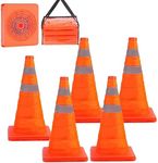 4 PCS Traffic Cones,Collapsible Traffic Safety Cones,Multi Purpose Pop-up Cones with Reflective Collar, for Road Parking, Driving Practice, Parking Lot,Road Risk Avoidance Tips (28 in)