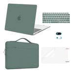 MOSISO Compatible with MacBook Air 13 inch Case 2022-2018 Release A2337 M1 A2179 A1932 Retina Display, Air 13.3 inch Plastic Hard Shell&Bag&Keyboard Skin&Webcam Cover&Screen Protector, Midnight Green