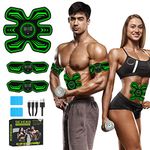 SEVEKO ABS Trainer EMS Muscle Stimulator, ABS Stimulator for Men Women, Safty Effective Quick EMS Muscle Trainer, Full-body Workout ABS Trainer, 8 Modes & 15 Intensities, 10pcs Replacement Hydrogels