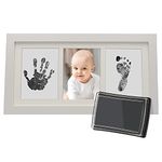 Govvay Baby Handprint and Footprint Photo Frame Kit for Newborn Girls and Boys, Baby Shower Gifts, Memorable Keepsake Box, Decorations for Christmas and Birthday Party,White