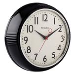 Westclox 32042BK 1950's Retro Black Case Convex Glass Clock, 9.5-Inch