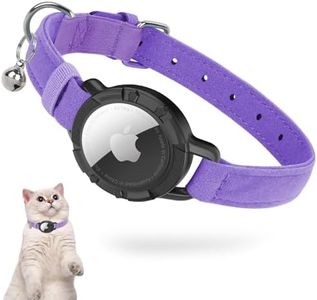 AirTag Cat Collar, Integrated Apple Air Tag Cat Collar,Soft GPS Cat Collars with AirTag Holder and Bell,Lightweight Tracker Cat Collars for Cats, Kittens and Puppies(Purple,XS)