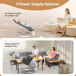 Electric Baby Bouncer Swing Chair – App & Remote Control, 5-Point Harness, Up to 9kg