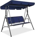 Best Choice Products 2-Seater Outdoor Adjustable Canopy Swing Glider, Patio Loveseat Bench for Deck, Porch w/Armrests, Textilene Fabric, Steel Frame - Navy