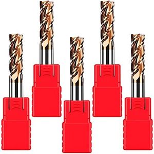 ASNOMY 5pcs Carbide Square End Mill - 15/64"(6mm) Micro Grain Carbide End Mill for Alloy Steels/Hardened Steels - 4 Fultes Milling Cutter- HRC55 AlTiN Coated