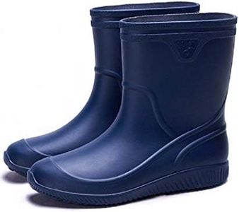 Mens Rain Boots Slip On Non-Slip Rubber Waterproof Ankle Boots Rain Shoes, Blue a, 8