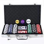 LUOBAO Poker Chips Set for Texas Holdem,Blackjack, Tournaments with Aluminum Case ,2 Decks of Cards, Dealer, Small Blind, Big Blind Buttons and 5 Dice,300 Piece Chips(11.5 Gram)