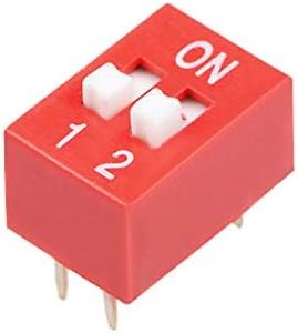 uxcell 50 Pcs Red DIP Switch 1-2 Positions 2.54mm Pitch for Circuit Breadboards PCB