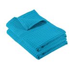 GILDEN TREE Waffle Weave Hand Towels for Bathroom Quick Drying Lint Free Thin, 2 Pack, Classic Style (Aqua)