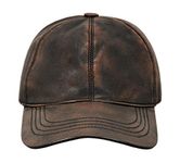 Unisex Baseball Cap Genuine Leather Adjustable Casual and Sports Caps (Black Bronze Vintage)