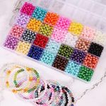 CAOLINLINGG 1960Pcs Bracelet Beads Kit with Storage Box 28 Colors Beads Making Kit DIY Craft Beads Set 6mm Jewellery Beads Kit Bright Color Jewelry Making Kit Portable for Women Adult Teen Girls DIY L