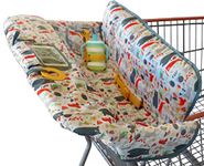 Shopping Trolley Cover for Baby or Toddler - 2-in-1 Highchair Cover - Compact Universal Fit - Modern Unisex Design for Boy or Girl - Includes Carry Bag - Machine Washable (Forest Animals)