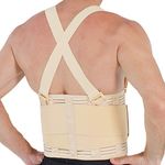 NEOtech Care Adjustable Back Brace Lumbar Support Belt with Suspenders, Beige, Size S