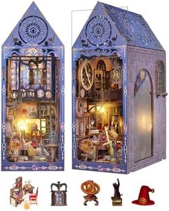 DIY Book Nook Kit,Magic Dollhouse Kit DIY Miniature House Kit for Adults Teens,Booknook Bookend Bookshelf Decor,3D Wooden Puzzle with LED & Dust Cover,Easter Halloween Home Decor Birthday Gifts