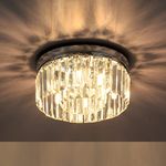 Rayofly Modern Crystal Chandeliers Ceiling Lights, 2-Tiers Crystal Flush Ceiling Lights, Chrome, 6-Lights G9, Elegant Glass Crystal Chandelier Lamps for Living Room, Hall, Bathroom, Bedroom, Foyer