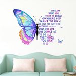 Decal O Decal Vinyl Blue Butterfly With Motivational Quotes ' Wall Stickers (Pack Of 1, Positive Quotesself-Adhesive, Wall, 900 Mm)