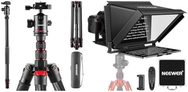 NEEWER X12 14 inch Aluminum Alloy Teleprompter for iPad Tablet Smartphone DSLR Cameras with Remote Control, APP Compatible with iOS/Android, N55CR Upgraded 80.7" Carbon Fiber Camera Tripod