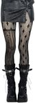 OYOANGLE Women's Gothic Striped Graphic Pattern Fishnet Tights Pantyhose Mesh Sheer Stockings Black One-Size