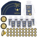 50 Sets Employee Appreciation Gifts Bulk 50pcs Employee of The Month Lapel Pin 50 Pcs Thank You Cards with 50 Pcs Organza Bags Employee Enamel Pins Employee of The Month Gifts for Employees Coworkers