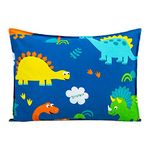 Toddler Pillow with Pillowcase 14x19, Cottonblue 100% Organic Cotton Kids Bedding Pillow for Sleeping, Machine Washable, Boys Pillow and Pillow Cover for Travel, Cot, Bed Set, Blue Dinosaur