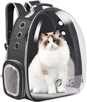 LONENESSL Cat Carrier Backpack, Pet Carrier Backpack Front Pack for Small Medium Cat Puppy Dog Carrier Backpack Bag Space Capsule, Pet Carrier for Travel, Hiking and Outdoor Use(Black)