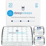 Deep Sleeps Silicone Ear Plugs for Sleeping, 20 Pairs - 27dB Noise Cancelling, Soft, Re-Usable, Waterproof, Premium Moldable Silicon Earplugs, for Sleep, Travelling, Studying, Wax