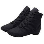 Canvas Jazz Shoes Ballet Yoga Dance Ankle Boots Split Sole Lace-Up Breathable for Child Adult Women,Black,1 UK