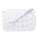 Bhoomi Impex 100% Cotton Waffle Weave Blanket Size Oversized King 120" x 120"- Washed Soft Breathable Blanket Perfect for Summer-Great Blanket Layer for Couch Bed Sofa-Elegant Home Decoration-White