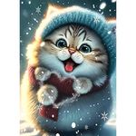 MXJSUA 5D Diamond Painting Kits for Adults, Cat Diamond Art Kits Love Diamond Painting Snowflakes Kit for Adults Full Drill, DIY Crystal Picture Art for Home Wall Decor 30x40cm