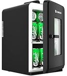 Mini Fridge 15 Liter/21 Cans, Upgrade Portable AC+DC Power Small Fridge for Bedroom, Car, Office, Thermoelectric Cooler and Warmer Skincare Fridge for Food, Drinks, Cosmetics, Max & ECO Mode