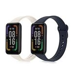 kwmobile Straps Compatible with Xiaomi Redmi Smart Band Pro Straps - 2X Replacement Silicone Watch Bands - Dark Blue/Beige