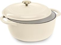 Best Choice Products 7.5 Quart Enamel Cast-Iron Round Dutch Oven, Family Style Heavy-Duty Pre-Seasoned Cookware for Home, Kitchen, Dining Room, Oven Safe w/Lid, Dual Handles - Vanilla Buttercream