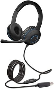 Cyber Acoustics Stereo USB Headset (AC-5008A), in-line Controls for Volume & Mic Mute, Adjustable Mic Boom for PC & Mac, Perfect for Classroom or Home