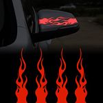 TOMALL 4 Pcs 5.9'' Flame Reflective Sticker for Car Vinyl Racing Sports Flame Stripe Decal for Golf Cart Off-Road Vehicles Motorcycles Bike Skateboard Laptop DIY Decoration (Red)