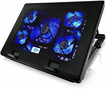 AABCOOLING NC71 - Bases de Refrigeración, con 5 ventiladore, regulación del ángulo de inclinación, y LED Azul, Soporte Laptop, Ventilador para PC, Apoya Portatil, Refrigerador para Portatil
