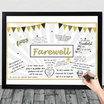 Sumind Giant Farewell Greeting Card 13.8 x 21.6 Inch Good Luck We Will Miss You Decor Going Away Guest Book for Coworker Party(Black and Gold)